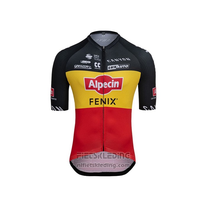 2021 Fietskleding Alpecin Fenix Kampioen Belgie Korte Mouwen en Koersbroek